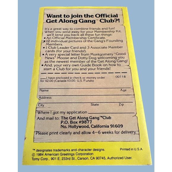 VTG TOMY 80s Get Along Gang Clubhouse Caboose Cards Kit Box Art Nostalgia Retro - Picture 10 of 10